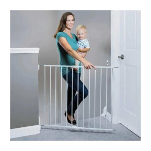 White Toddler Safety Gate with Hardware Mounting for Secure Stair and Doorway Use