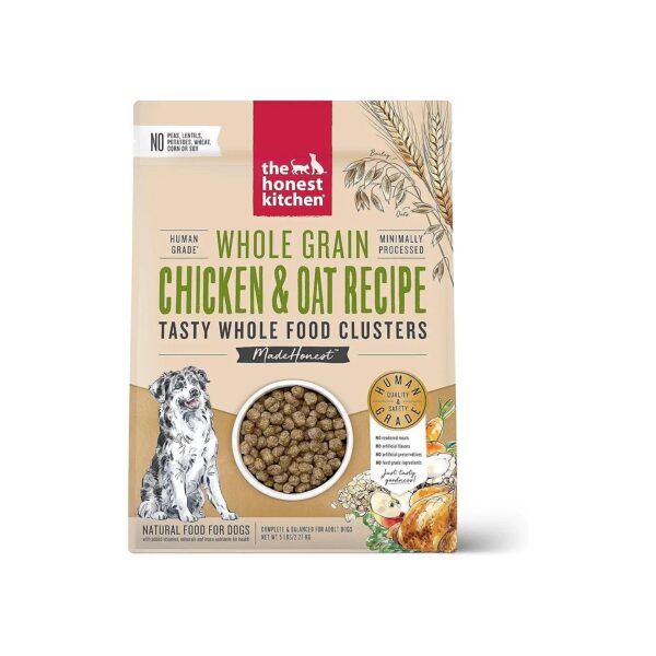 Whole Grain Chicken and Oat Dry Dog Food for Adult Dogs with Probiotics and No Fillers