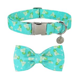 Wholesale Blue Summer Dog Collar with Bowtie for Small Medium Large Dogs Made of Cotton