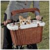 Wicker Dog Bike Basket with Sun Shield and Removable Soft Liner for Comfort