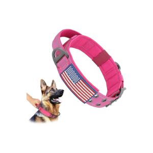 Wide Adjustable Nylon Dog Collar for Medium to Large Breed Dogs with Reflective Strips