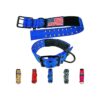 Wide Padded Dog Collar with Metal Buckle and American Flag Patch for Large Breed Dogs