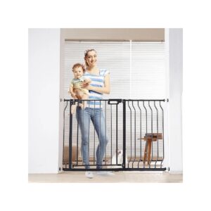 Wide Safety Gate for Child Dog with Auto Close Function and Adjustable Height