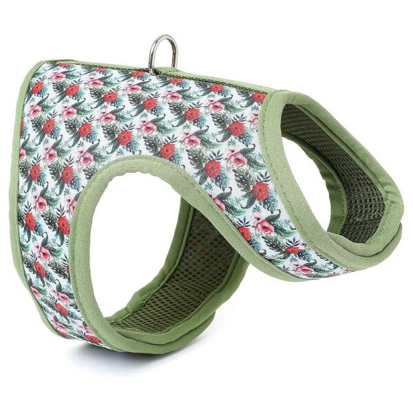 Wild Rose Floral Patterned Air Mesh Dog Harness for 20 lbs Small Pets, X-Small Chest