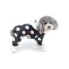 Windproof Polka Dot Dog Coat for Small Dogs, Fleece Lined, 9" Neck, 5" Chest, 7-4lbs