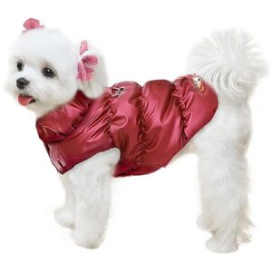 Windproof Waterproof Dog Fleece Jacket for Small Medium Dogs Cats Pet Clothes Wine Red XS