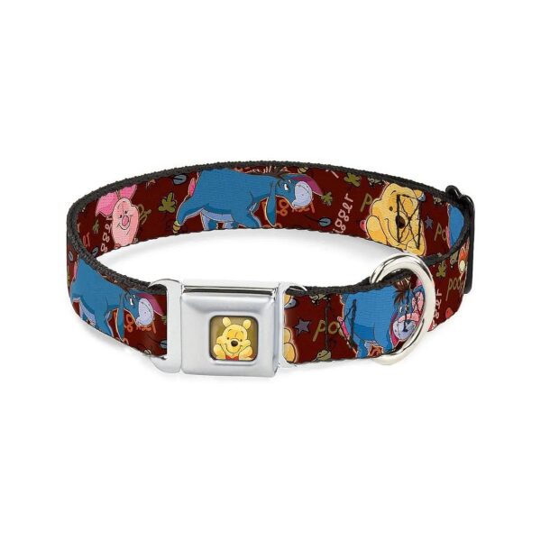 Winnie the Pooh Dog Collar Seatbelt Buckle Medium Width 11 to 17 Inch Neck