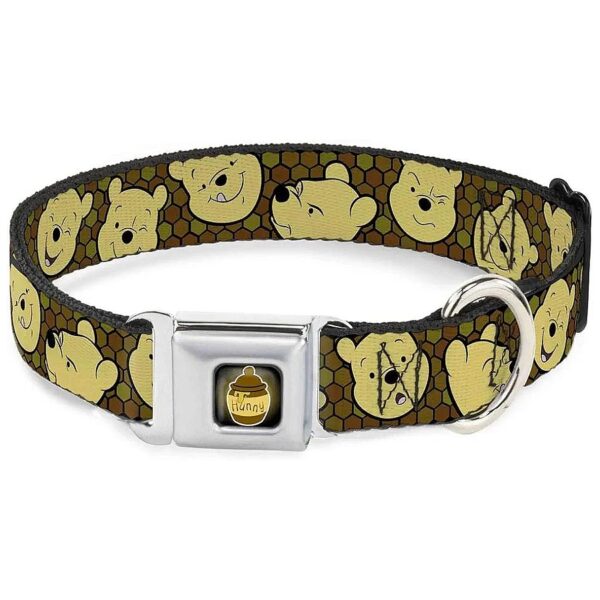 Winnie the Pooh Inspired Seatbelt Buckle Dog Collar with Adjustable Fit