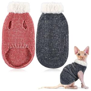 Winter Cat Apparel for Sphynx Hairless Cats with Faux Fur Sweater Outfit