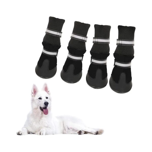 Winter Dog Boots with Anti-Slip Sole for Medium Large Dogs Black XL