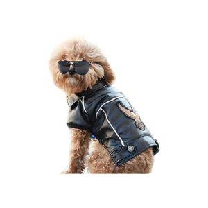 Winter Dog Coat Waterproof PU Leather Biker Jacket With Reflective Straps