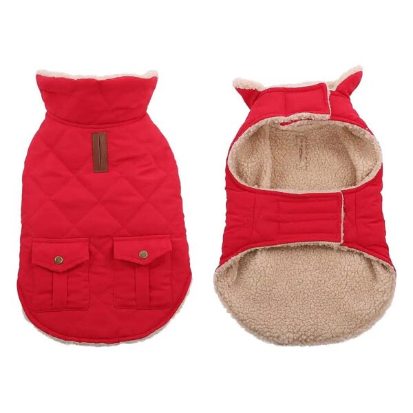 Winter Dog Coat for Small Breeds with Windproof Quilting and Storage Pockets