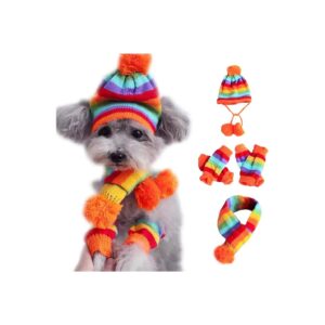 Winter Knitted Pet Suit with Pompom for Cats Small Dogs