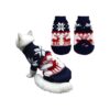 Winter Knitwear Navy Blue Sweater with Cute Reindeers Snowflakes for Small Dogs and Cats