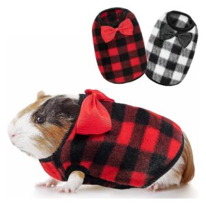 Winter Plaid Guinea Pig Clothes with Adjustable Neck and Chest for Mini Dogs and Ferrets