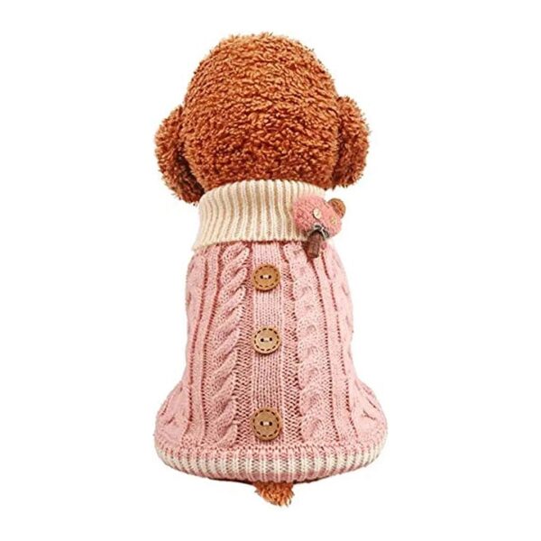 Winter Warm Puppy Sweater Knitting Crochet High-Necked Design Soft Pink Color Medium Size