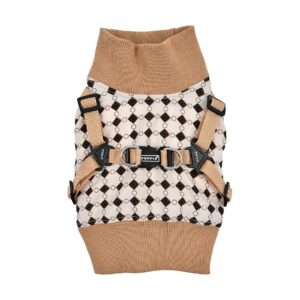 Winterized Diamond Pattern Dog Harness Pullover for Small and Medium Breeds Beige Color