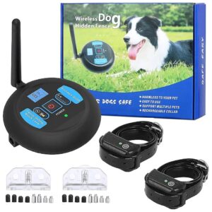 Wireless Electric Dog Fence System with Adjustable Boundary Distance and Shock Collar