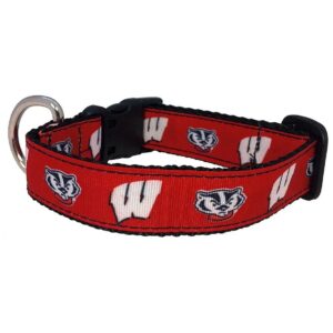 Wisconsin Badgers Collegiate Dog Collar for Large Dogs with Made in USA Quality