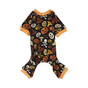 Witchy Pumpkin Skull Dog Costume for Medium Size Dogs with Machine Washable Fabric