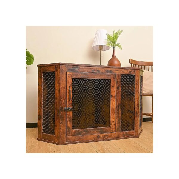 Wooden Corner Dog Crate and End Table Furniture for Small to Medium Sized Dogs