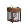 Wooden Dog Crate End Table with Drawer for Small Dogs - Rustic Brown