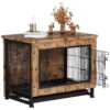 Wooden Dog Crate End Table with Removable Tray and 3 Doors for Small Medium Large Dogs