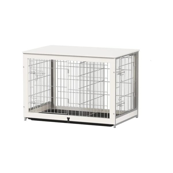 Wooden Dog Crate Furniture for Large Dogs with Adjustable Divider and Tray