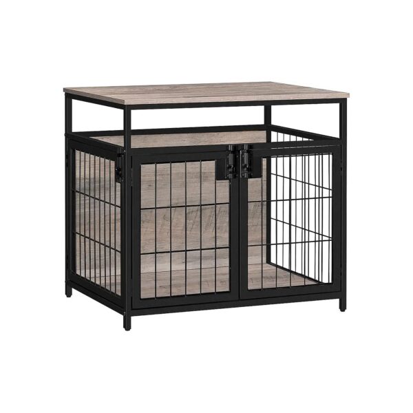 Wooden Dog Crate Furniture with 3 Doors and Ventilation System for Medium and Large Dogs