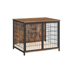 Wooden Dog Crate Furniture with Cushion for Small Medium Large Dogs 5L Rustic Brown