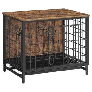 Wooden Dog Crate with Removable Tray and End Side Table for Small Large Dogs