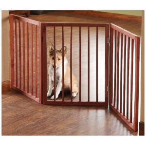 Wooden Dog Gate with 3 Folding Sections for Home Decor