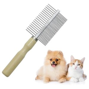 Wooden Handle Double-Sided Grooming Comb for Dogs Cats Pets