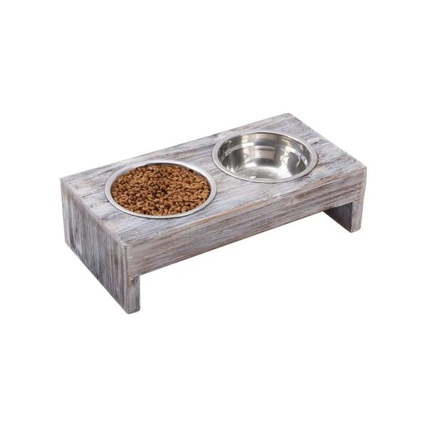 Wooden Pet Feeding Station with Food Grade Stainless Steel Bowls and Easy Cleaning Design