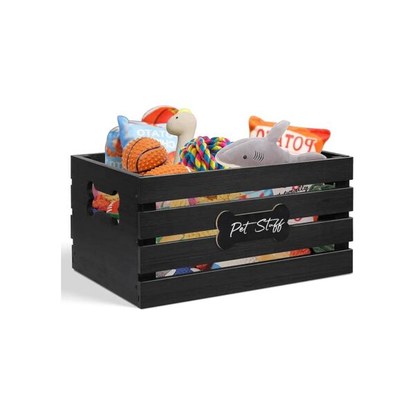 Wooden Pet Toy Box with Chalkboard and Spacious Interior for Organizing Dog Accessories