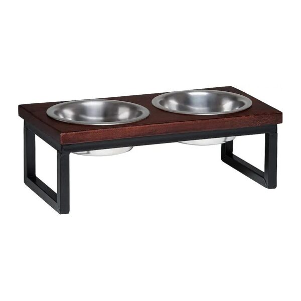 Wooden Raised Dog Diner with Stainless Steel Bowls for All Size Breeds