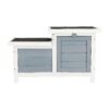 Wooden Small Pet House with Double Hinged Roof and Removable Floor Gray