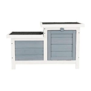 Wooden Small Pet House with Double Hinged Roof and Removable Floor Gray