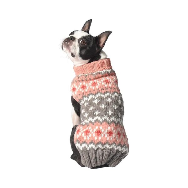 Wool 3X-Large Dog Sweater with Rose Fair Isle Pattern for Winter Warmth