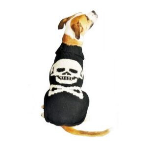 Wool Black Skull Dog Sweater XX-Large Size 12 Inch Neck Natural Fiber Pet Apparel