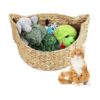 Woven Cat-Shaped Hyacinth Storage Basket for Pets and Home Organization