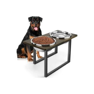 X-Large Large Dog Food and Water Bowls Raised Dog Bowl Stand with Comfortable Wood Design