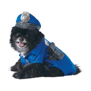 X-Large Police Dog Costume, XL Breed Size, Brown or Blue Uniform with Belt and Hat