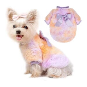 X-Small Tie Dye Dog Shirt for Small Dogs Girl Boy Fleece Warm Winter Pet Outfit