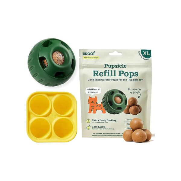 XL Dog Treat Starter Pack with Refillable Treat Ball and Pre-Made Refill Treats