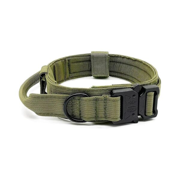 XL Green Nylon Tactical Dog Collar with Adjustable Metal Buckle for Medium to Large Dogs