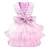 XL Size Pink Stripe Pet Tutu Dress Clothes for Female Dogs Comfortable Apparel