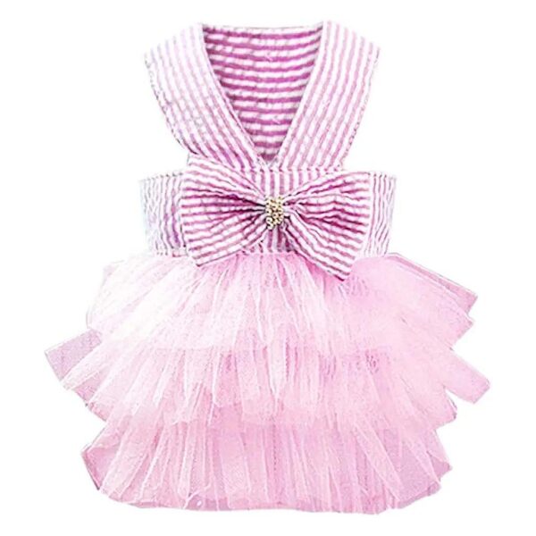 XL Size Pink Stripe Pet Tutu Dress Clothes for Female Dogs Comfortable Apparel