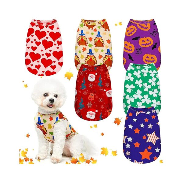 XL Sized Dog Shirts for Pets 9-11lbs - Variety Pack of Patriotic Holiday Pet Clothes