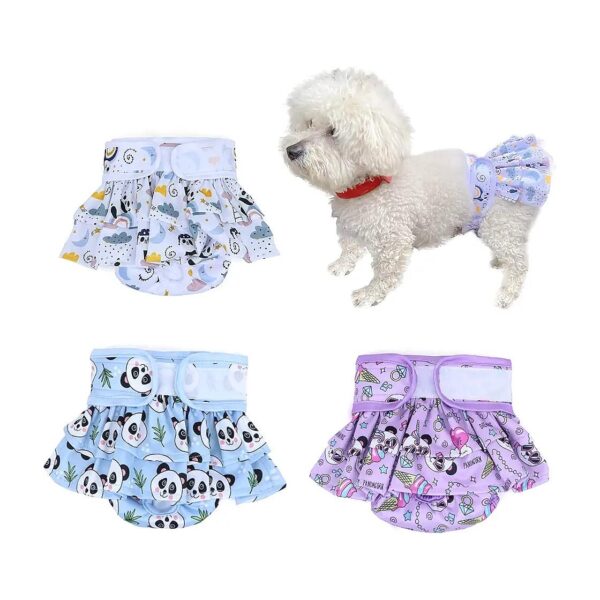 XS Female Puppy Diapers 3 Pack High Absorbency Reusable Soft Comfy Material Cute Designs